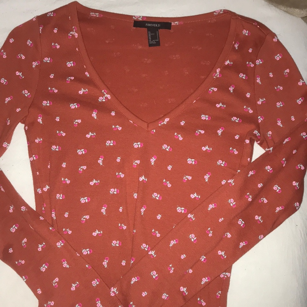 Floral Orange V neck